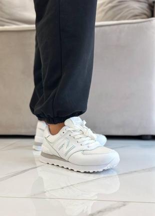 Кроссовки new balance 574 white leather5 фото