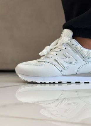 Кроссовки new balance 574 white leather6 фото