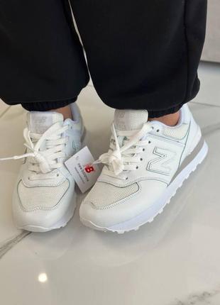 Кроссовки new balance 574 white leather7 фото