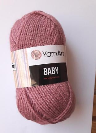 Пряжа нитки для вязания для детей baby yarnart 100% акрил. 50 грам, пелельная роза темная фрез №30171 фото