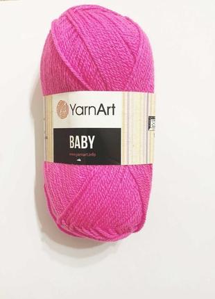 Пряжа нитки для вязания для детей baby yarnart 100% акрил. 50 грам, розово-малиновый яркий 1741 фото