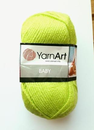 Пряжа дитяча нитки для в'язання baby yarnart 100% акрил. 50 грам, салатова1 фото