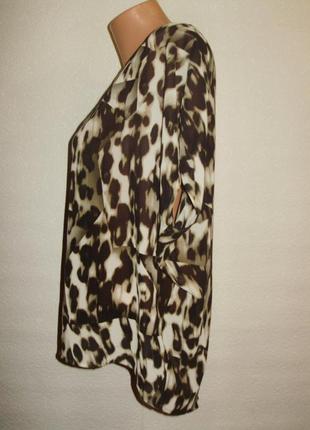 Фирменная шифоновая блуза леопардовый принт с эффектом 3d размера m3 фото