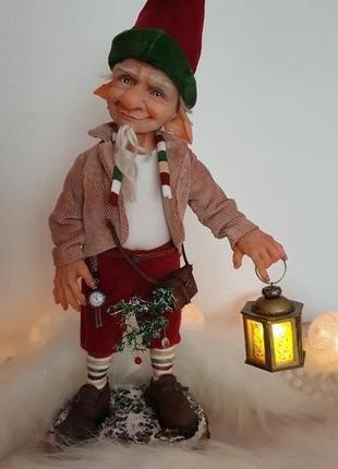 Авторская кукла рождественский гном, интерьерная кукла,  новогодний декор, подарок8 фото