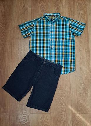 Летний набор для мальчика/джинсовые шорты/рубашка с коротким рукавом для мальчика2 фото