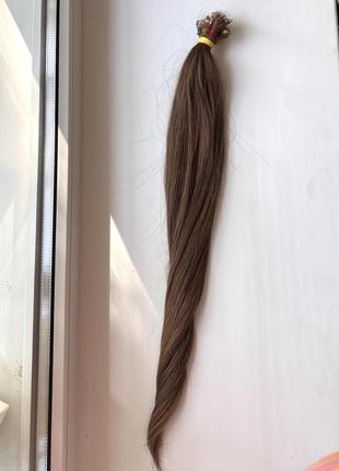 Волосся для нарощування густе 60 см 130 г довге русяве коричневе шатенка