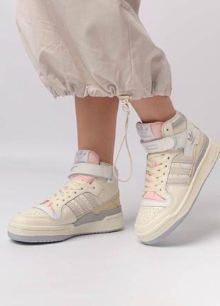 Женские кроссовки в стиле adidas forum 84 mid адедас форум / демисезонные / весенние, летние, осенние / высокие / кожа, замша / белые, серые, бежевые