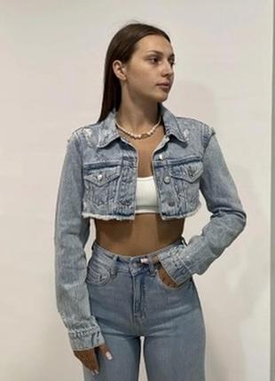 Куртка джинсова укорочена жакет джинс