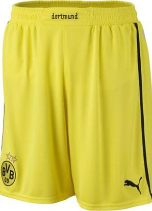 Шикарные футбольные шорты для подростка жёлтого цвета puma borussia dortmund1 фото