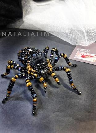 Павук брошка, чорна брошка, чёрный павук брошка, прикраса павук4 фото