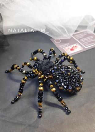 Павук брошка, чорна брошка, чёрный павук брошка, прикраса павук5 фото
