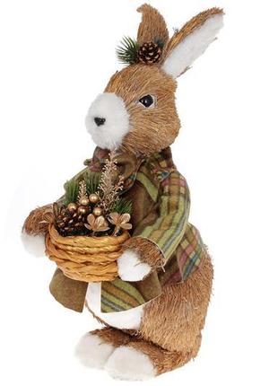Декоративна статуетка кролик із кошиком 40 см