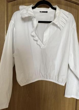 Белая необычная блуза 50-52 р zara8 фото