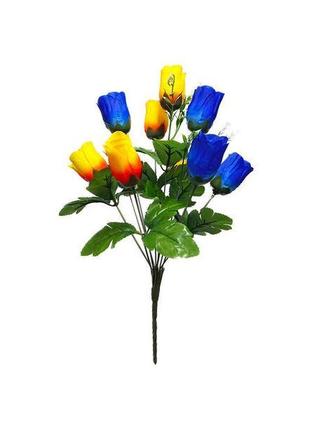 Штучний букет троянди "україна", 10 голів, 400мм жовтий з синім