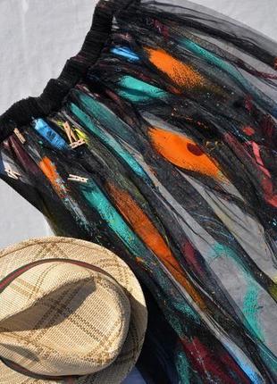Юбка собственного производства с ручной росписью. black skirt paint4 фото