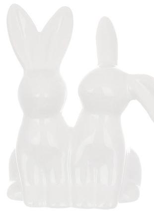 Декоративна фігурка- кролики, 11.5 см, колір білий1 фото