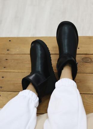 Уггі ugg mini black leather угі2 фото