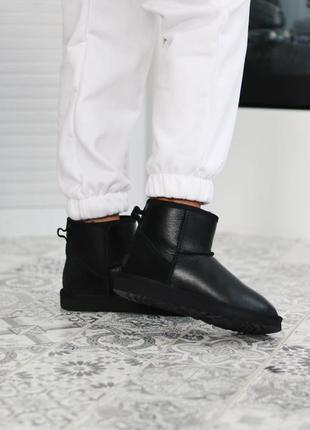 Уггі ugg mini black leather угі5 фото