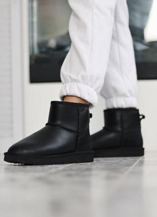 Угги ugg mini black leather уги6 фото