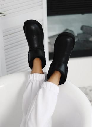 Угги ugg mini black leather уги8 фото