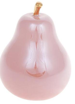Декоративна порцелянова груша 11.3см, колір - рожевий перламут...