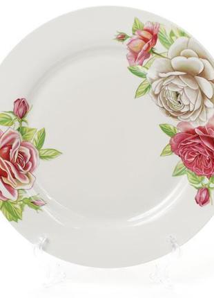 Набір (12шт.) порцелянових обідніх тарілок троянди, 27см