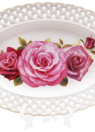 Блюдо порцелянове овальне троянди 30см