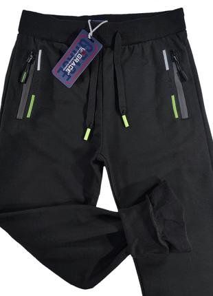 Спортивные штаны черные с манжетом для мужчин l(48)4 фото