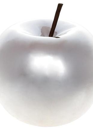 Декоративне керамічне яблуко 13 см, колір — срібло