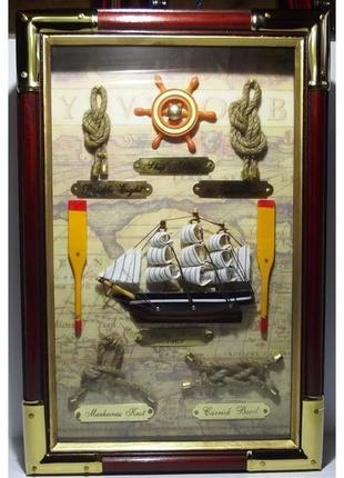 Ключниця на 6 гачків, всередині оксамитова оббивка, 30*20см