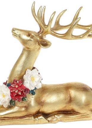 Декоративна статуетка олень з намистом із квітів 23 см, колір ...