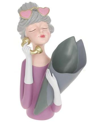 Статуетка з вазою жінка з телефоном 38см
