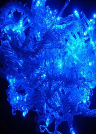 Гірлянда штора 200 led, синя, 2*2м, прозорий дріт