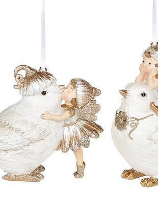 Декоративна підвісна фігурка пташка з феєю, 10.8см, 2 дизайни,...