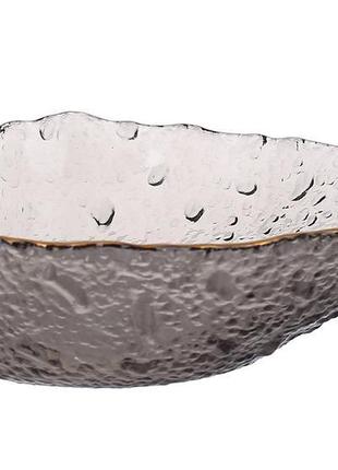 Салатник скляний drop 16.5*12.5*4.5см, колір - димчастий сірий...