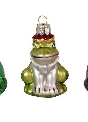 Набір (12 шт.) ялинкових прикрас жабки 8 см, 3 дизайни