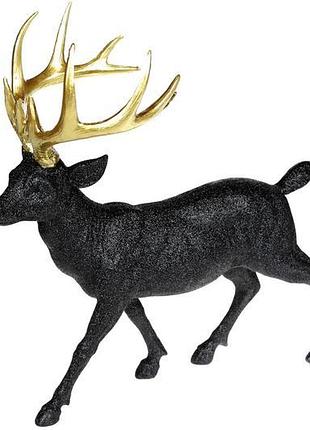 Декоративна статуетка олень, 39см, колір - чорний гліттер із з...