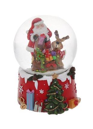 Декоративна водяна куля санта з оленем 13.5см з музикою