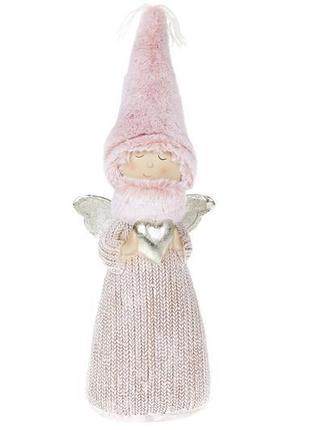 Декоративна фігурка янгол у хутряній шапці, 40см, колір - роже...
