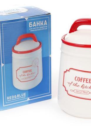 Банка керамічна coffee для сипких продуктів red&blue;, 800 мл3 фото