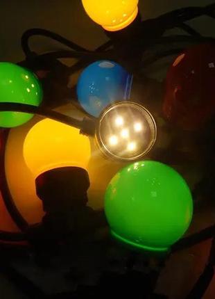 Гірлянда вулична ретро лампочки кольорові led 50, 10шт, 5м, чо...2 фото