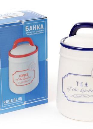 Банка керамічна tea для сипучих продуктів red&blue;, 800 мл3 фото