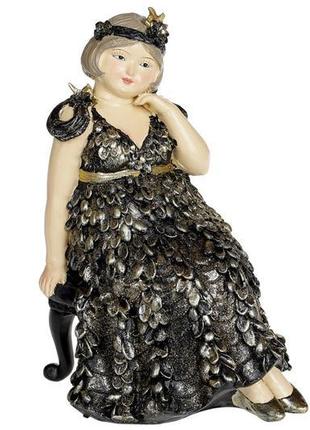 Декоративна статуетка дама у мріях, 17.5см, колір - чорний із ...
