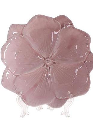 Набір (3 шт.) порцелянових блюд квітка, 18,5 см, колір — пудровий