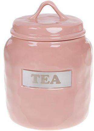 Банка керамічна для зберігання tea, 1,5 л, колір - рожевий