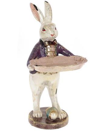 Декоративна статуетка кролик з підносом 30см