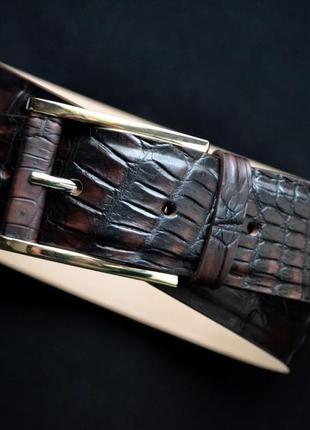 Авторський ремінь зі шкіри крокодила. чоловічий ремінь ручної роботи2 фото