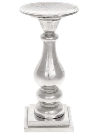 Свічник алюмінієвий 30см, колір - срібний1 фото