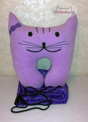 Дорожня подушка-кіт + сумочка в подарунок5 фото