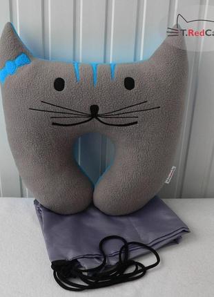 Дорожня подушка-кіт + сумочка в подарунок3 фото